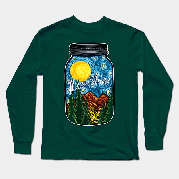 Moonshine Long Sleeve T-Shirt by CattGDesigns